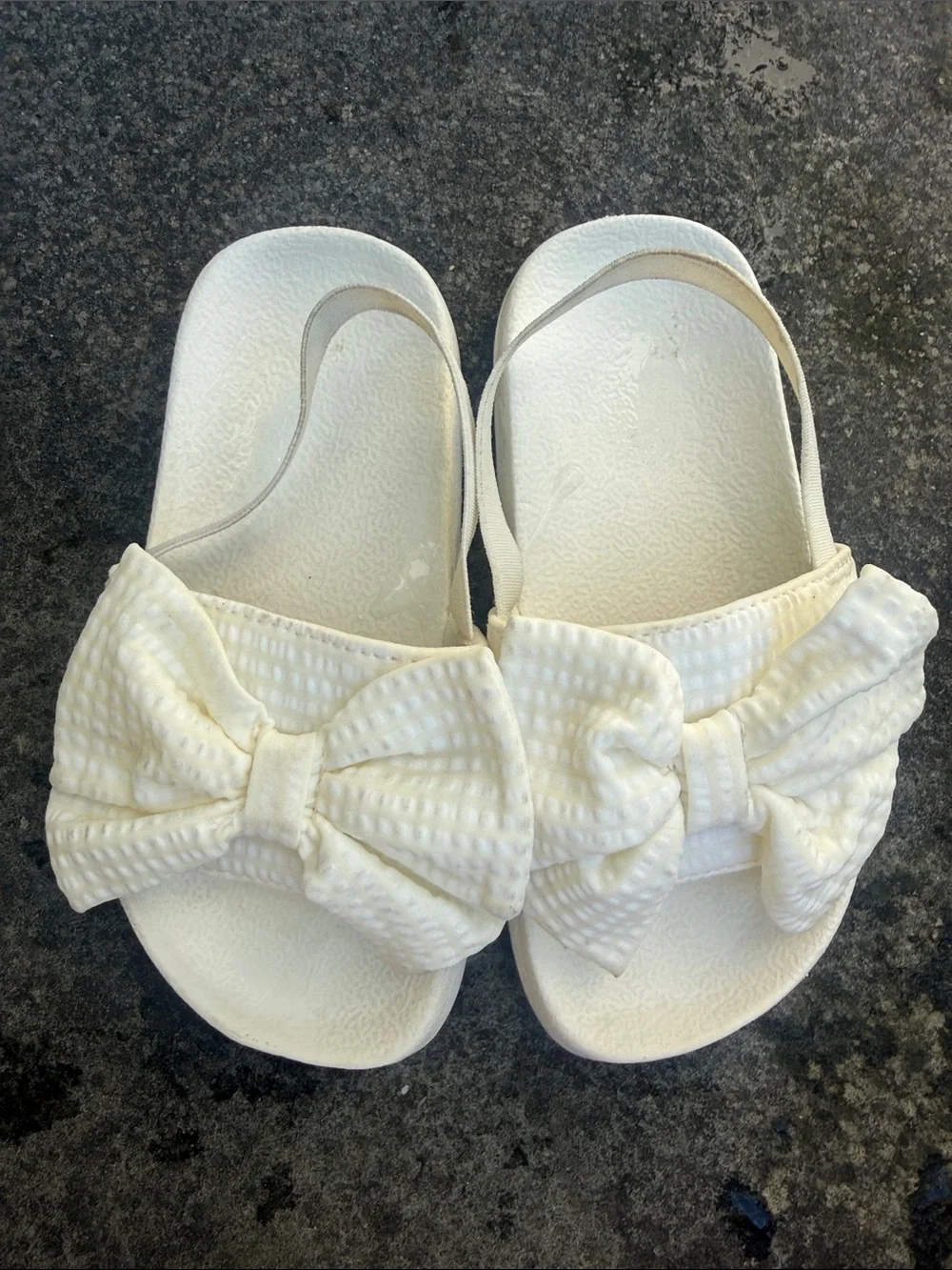 Zara Cream Bow Slide Sandals with Back Strap